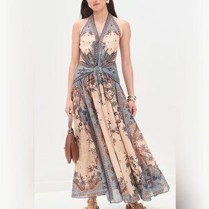 ZIMMERMANN Ascension open-back printed cotton-voile halterneck maxi dress